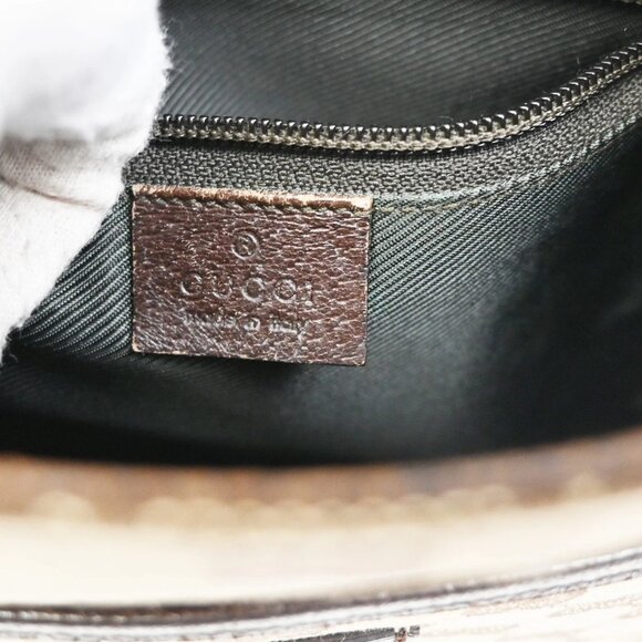 GUCCI Logo GG Pattern Shoulder Bag Canvas Leather Brown Italy - Picture 11 of 14